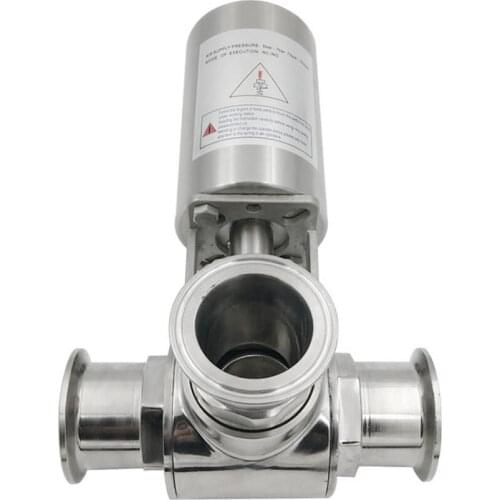 Pneumatic 3-Way Ball Valve Stainless Steel SS304 Tri Clamp Air Ball Valve Pneumatic Three-way Valve Quick Install T-type/L-type