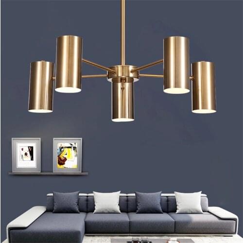 Post Modern Metal Iron Bronze Chandeliers Lights for Living Room Minimalist Dining Study Bedroom Nordic Hanging Lamps Lighting