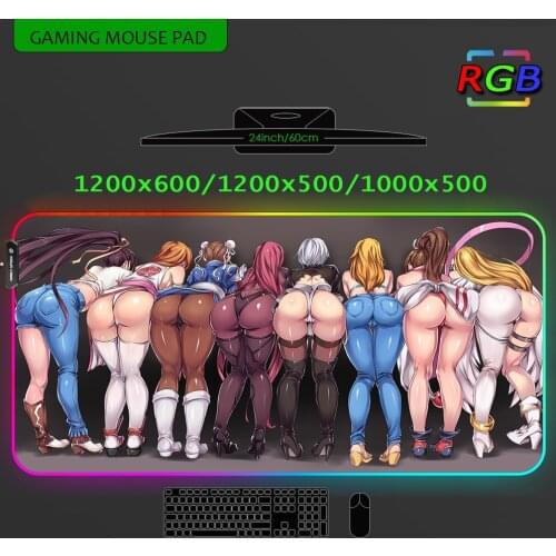 Rgb Mouse Carpet Gaming Table Mats with Backlight Deskmat Sexy Anime Backlit Keyboard Cute Mouse Pad with Ass Gamer Girl 120x60