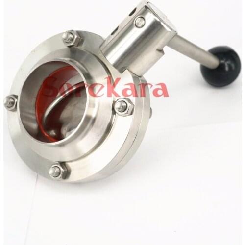 1-1/4" 32mm SS304 Stainless Steel Sanitary Weld Butterfly Valve Brew Beer Dairy Product