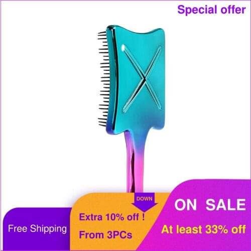 DREWTI New Gradient Colorful Paddle Brush Hair Brush Massage Hair Comb Trend Girl Hairdressing Tool Professional Styling