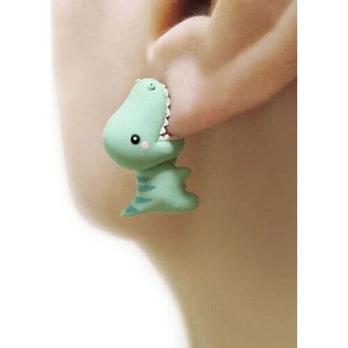 Cute Biting Earrings 3D Dinosaur Biting Earrings Cute Cartoon Animal Earrings Shark Biting Earrings Simple Earrings