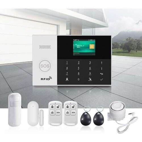 SOS Quad Band Wireless Wifi Gsm Home Alarm System SIM SMS Alarm with APP Controlled TFT Display Door Sensor for Andriod IOS