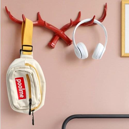 Resin Deer Horn Hook hanger Wall For Keys Holder Hat Coat Home wall decorative clothes Hanger Hooks towel Housewarming Gift