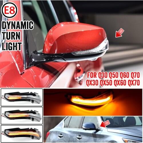 Dynamiczny migacz sekwencyjny sygnał LED boczne kierunkowskaz w lusterku światło dla Infiniti Q30 Q50 Q60 Q70 QX30 QX50 QX60 QX7