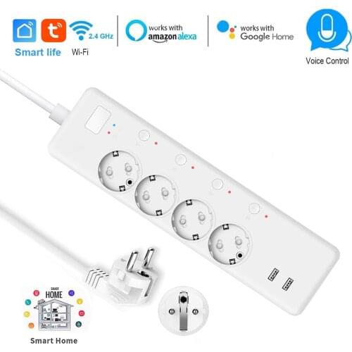 WiFi Smart Power Strip EU Socket 16A Energy Monitoring Surge Protector Timer Switch Control For Alexa Google IFTTT Smart Life