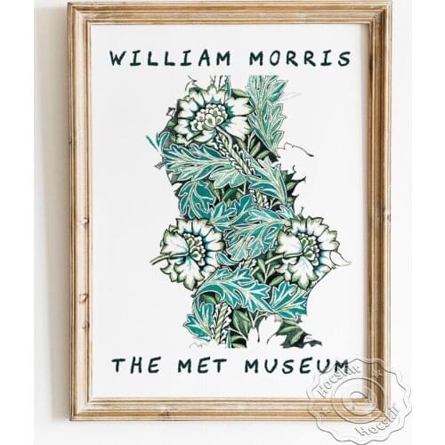 William Morris Exhibition Museum Vintage Poster, Windrush Textile Design Art Prints, Classical Flora Wallpaper Room Home Decor