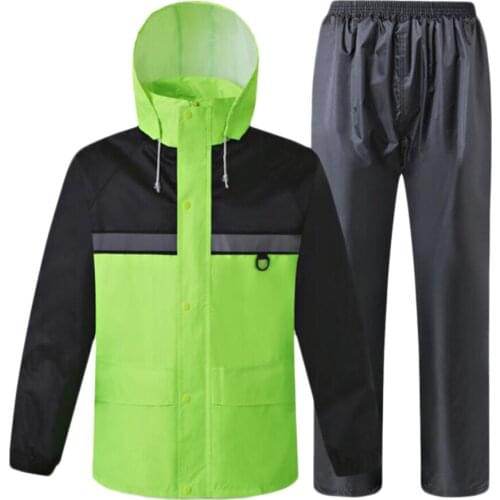 Waterproof Windproof Jacket Trousers Pants Reflective Rain Suit Coat Green