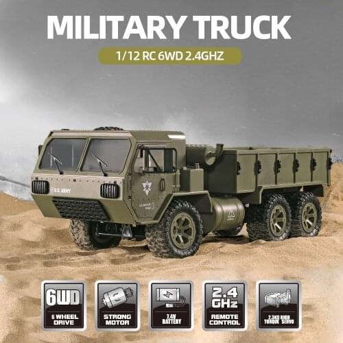 High Quality 1/12 RC 6WD 2.4GHz Military Truck Army Truck Off-road Car RTR Car Gift for Adults Kids Boys