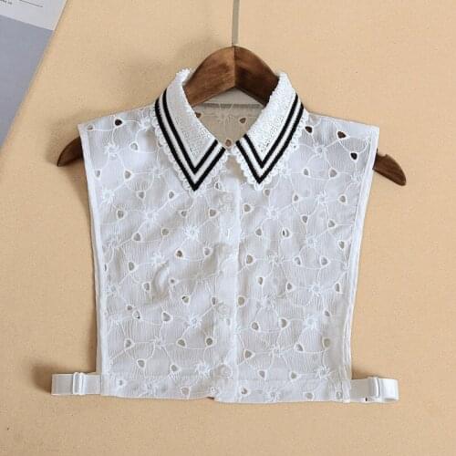 Women Cotton Fake Collar Vintage Hollow Detachable Shirt Collar False Collar Lapel Blouse Women Neckwear Clothes Accessories