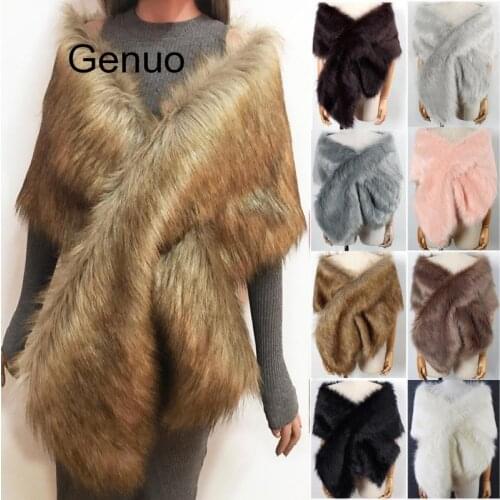 Women Faux Fur Ponchos Capes Coat Fast Size Bridal Wedding Dress Wraps Women Fluffy Vest Winter Coats Shawl Capes Fur Coat