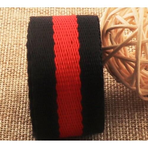 1" Cotton Webbing Black Red Striped Soft Belt Webbing Key Fob Webbing Lanyard Bag Purse Webbing Leash Tote Handles 25mm