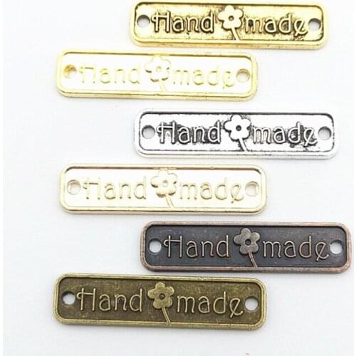 10Pcs 6*25mm 6colors Handmade Word Pendant Zinc Alloy Gold Flower Charm Jewelry Bracelet Connector Diy Handmade Making