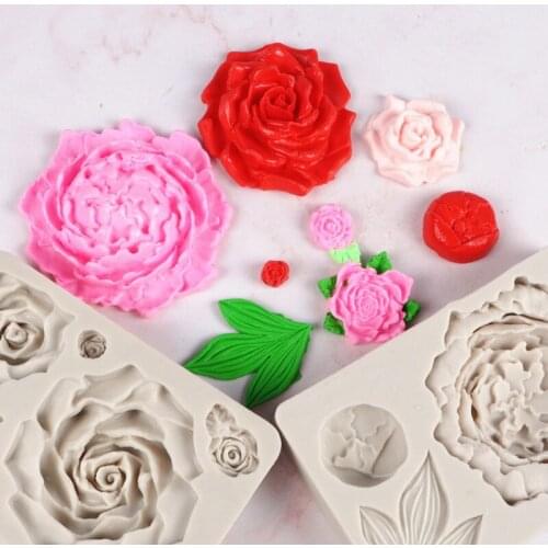 2 Types Peony Rose Flower Silicone Molds For Fondant SugarCraft Gummypaste Chocolate Cake Decorating Tools Baking Kitchen Moulds