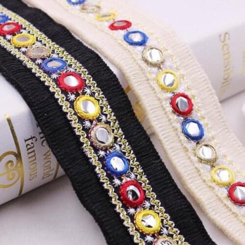 20yards Embroidered Mirror Fringed Lace Trim Ribbon DIY Tassel Ethnic Style Clothing Webbing Sewing Shoes Hat Accessories