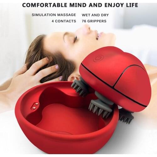2020 New 3D Scalp Massager Waterproof Electric Head Massager Wireless Promote Hair Growth Body Deep Tissue Kneading Vibrating