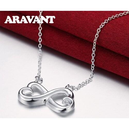 Silver Chains With Heart Pendant Necklaces For Women Silver 925 Statement Necklace Fashion Jewelry