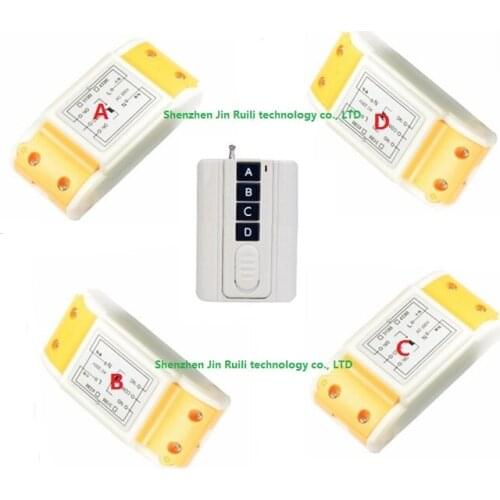 220V wireless remote control switch system 4 Receiver &1 Transmitter smart home Learning code adjustable 315/433MHZ
