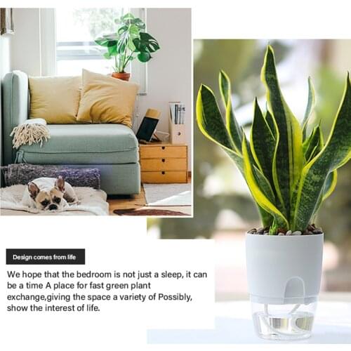 2-Layer Plant Pot Self-watering Pots with Water Container Round Decorative Flower Pot and planter for Garden and Home Decoration