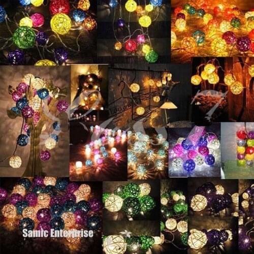 20pcs Lanterns Cotton Balls Fairy String Lights Hanging Decor Bedroom Wedding Home & Party Decoration