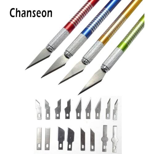 Metal Handle Scalpel Tool Craft Knife Cutter Engraving Hobby Knives +18pcs Blade for Mobile Phone Laptop PCB Repair Hand Tools