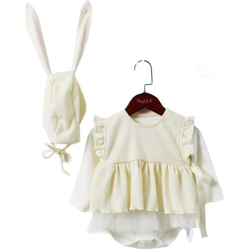 3pcs 0-24 Month Toddler Infant Romper+Vest+Rabbit Ears Hat Newborn Baby Gift Set 3 6 9 12 18 24 Month Baby Clothes OBS204041