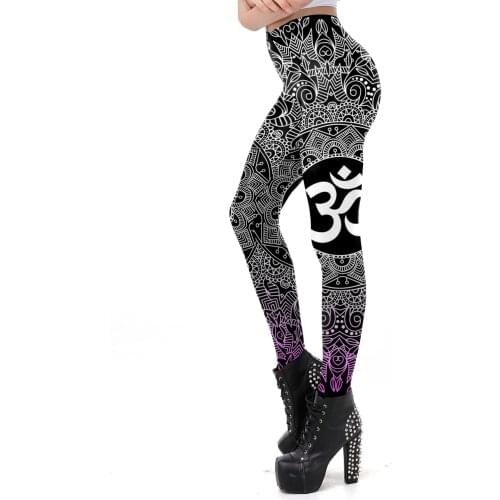 Leggings Women Workout Fitness Leggins Slim Elastic Plus Size Pants Legins Trousers Mandala OM Symbol Aesthetic Clothes Clothing