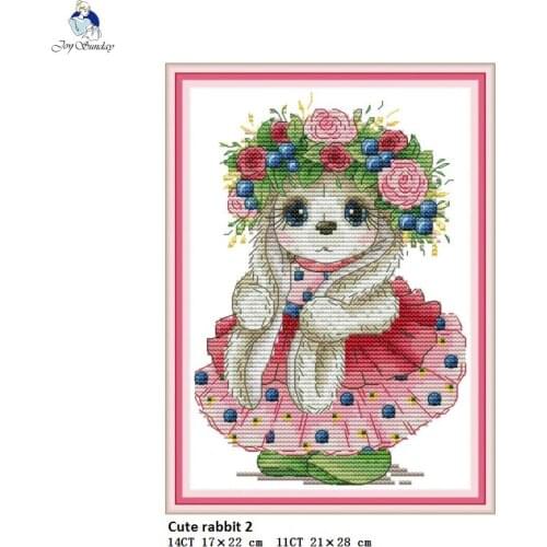 Cute Rabbit Painting Aida Canvas Chinese DIY Cross Stitch kits 14CT 11CT Cotton Fabric Embroidery Home Decor Factory Wholesale
