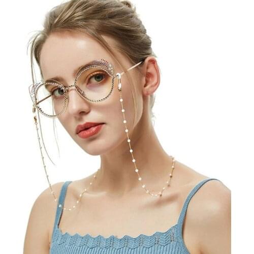 Fashion New Korean Crystal Pearl Cute Smile Multicolor Beaded Mask Chain Glasses Holder Cord Lanyard with Lobster Hook