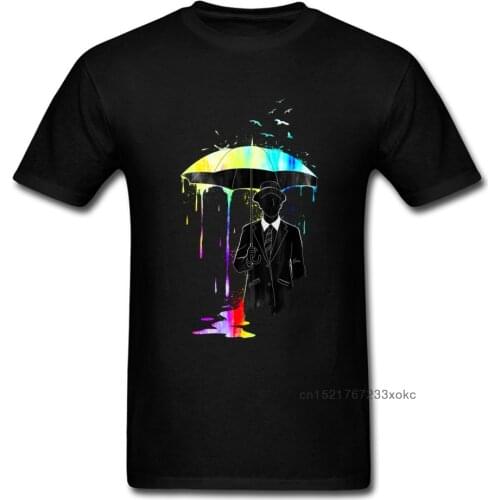 Cartoon Umbrella 2018 Rainbow Splatter Tee Shirts Top Cotton Short Sleeve T-shirt For Men Plus Size Custom Design