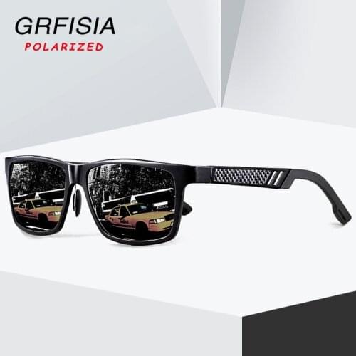 GRFISIA Aluminium Magnesium Polarized Sunglasses Men Drive Classic Square Sun Glasses Male Lightweight Durable Frame Gafas G25
