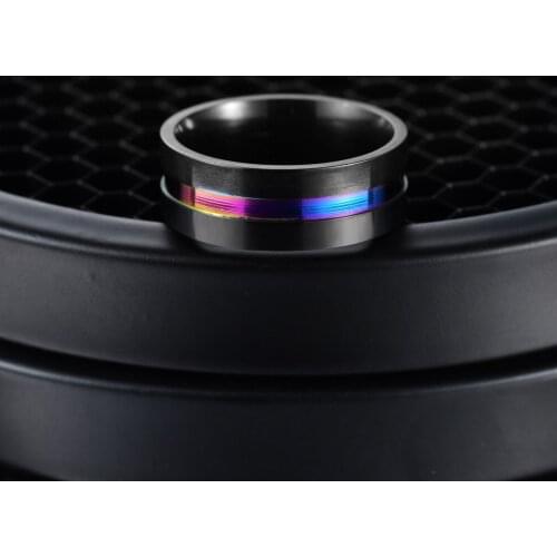 Mens Jewelry Black Stainless Steel Wedding Ring 8mm Colorful Rainbow Ring Size 6-13