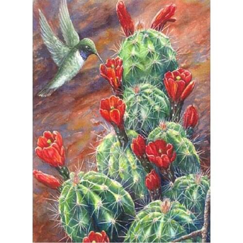 5d diy diamond painting Cactus Plants Hummingbird cross stitch full squarediamond embroidery kits pictures mosaic diamondZP-2368