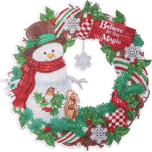 5D DIY Diamond Painting Wreath Kits Mosaic Crystal Garland Door Wall Hanging Rhinestone Embroidery Cross Stitch Drawing Decorati