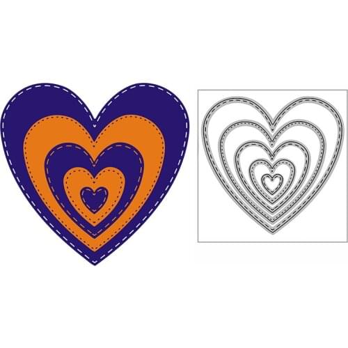 New Stitched Tall Hearts Craft Embossing Mold 2021 Metal Cutting Dies for DIY Decorative Scrapbooking Album Card Making No Stamp