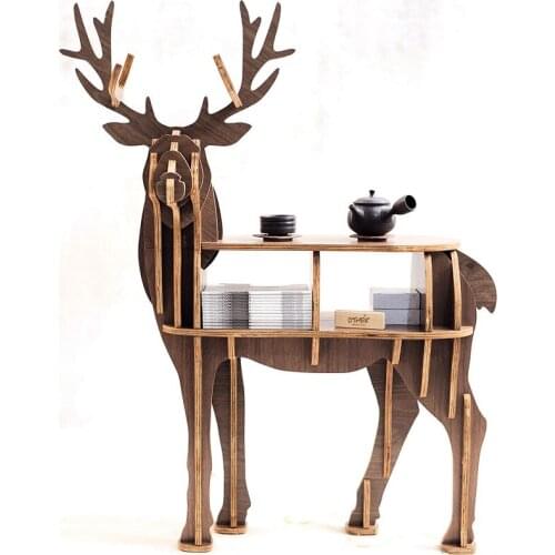New! High-end "S" size lookback reindeer table Wooden home furniture! self-build puzzle furniture