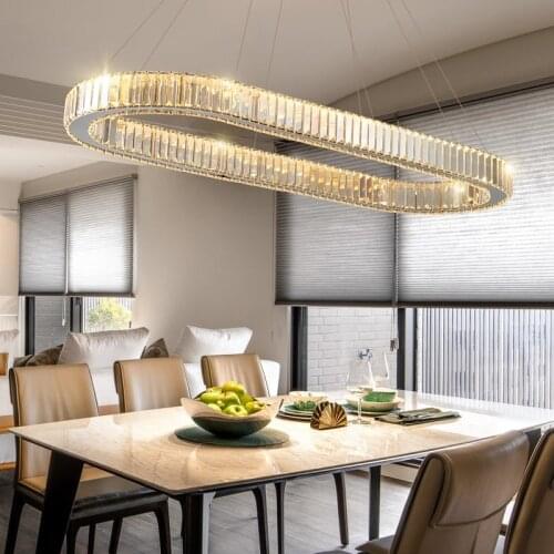 GPD luxury crystal chandelier decor home chandelies for living room indoor lighting stainless steel stand wires hanging lamp