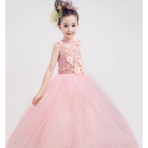 Pink Princess Sleeveless Children Dresses Girls 9 Years Clothes Kids Formal Wear Princess Dress For Birthday Party Dress