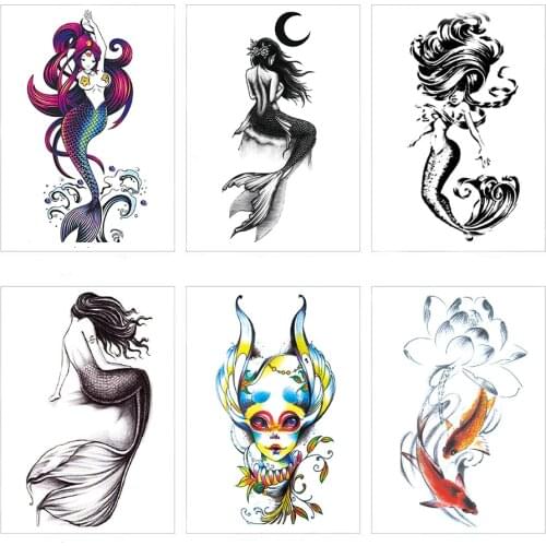 Mermaid sexy cool beauty tattoo waterproof hot Temporary Tattoo Sticker 21 x 11 cm