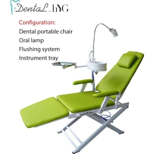 Dental Folding Chair Portable Unit with Air Turbine Unit with LED Oral Light Lamp with Water Flushing Mobile