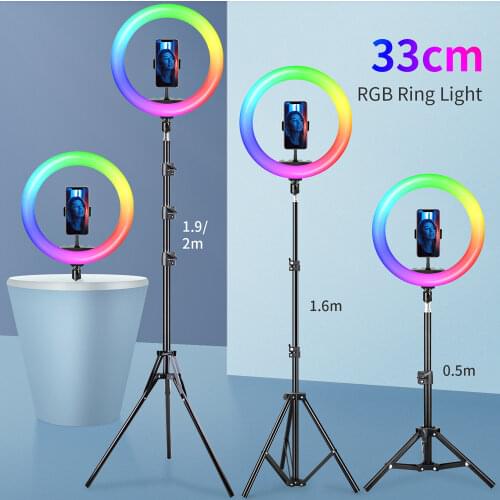 45cm LED RGB Selfie Ring Light With mobile Holder 33CM/26CM Photography lighting Led Rim of Lamp Tripod For Youtube Live Vlog
