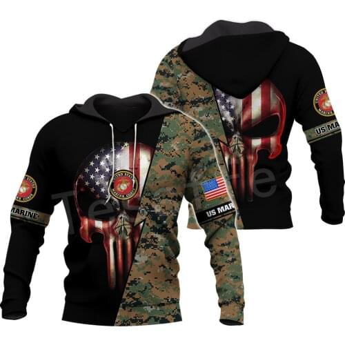 Tessffel America Marine Camo Skull Pullover Soldier Army NewFashion Harajuku 3DPrint Zip/Hoodie/Sweatshirt/Jacket/Men/Women B-7