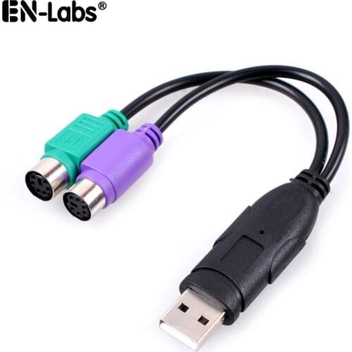 PS2 USB Adpater,USB Male to PS/2 Female Splitter Mouse Keyboard PS2 Converter Extension Cable,KVM Barcode Scanner PS/2 to USB