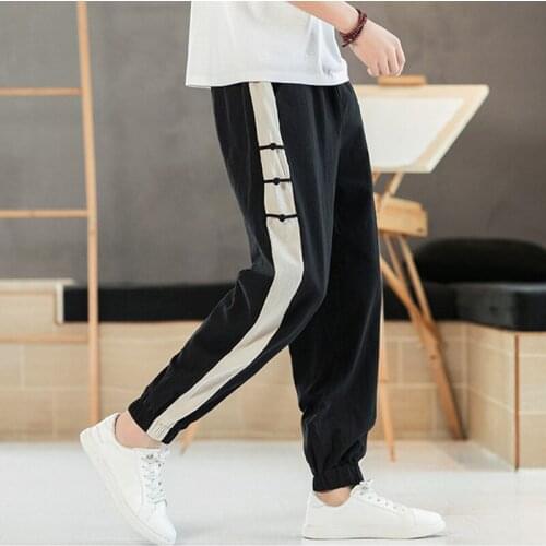 Plus size mes Pants Color Block Patchwork cotton linen Pant Cargo Harem Pant Streetwear Harajuku Jogger legging Trousers M-8XL
