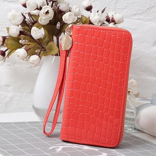 Women Double Zipper Wallets Fashion Stone Road Leather Wallet Female Long Design Handbag Coin Bag Purse Phone Bag For Women