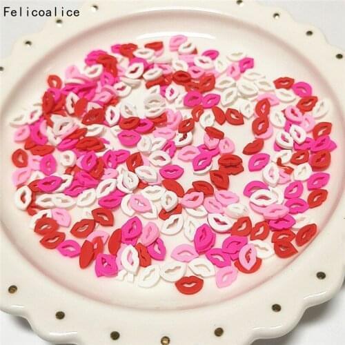 1kg Lips Shape Polymer Clay Slice Hot Clay Sprinkles for Crafts DIY Nail Art Decoration Slime Filler Accessories
