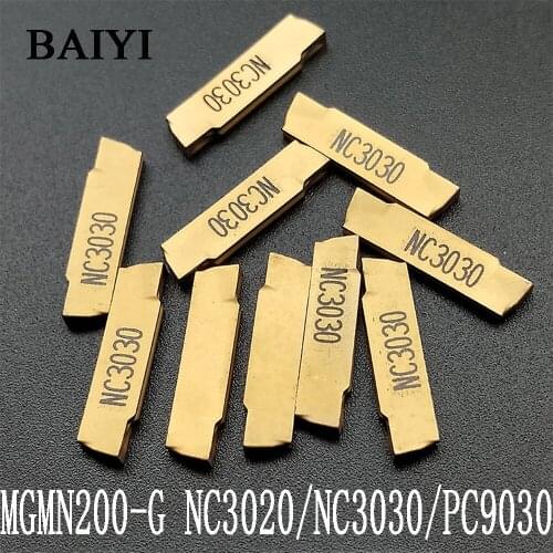 10pcs MGMN200-G NC3020/NC3030/PC9030 2mm grooving carbide inserts MGMN200-G lathe lathe tool for grooving
