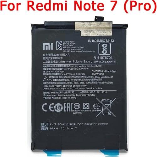 100% Original For Xiaomi Redmi Note 7 Pro Battery BN4A 3900mAh Li-lon Built-in Batteria Replacement Repair Spare Parts