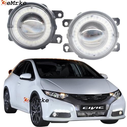 2 Pieces Car Lens LED Fog Lights Assembly Angel Eye DRL Daytime Runinng Light Lamp for Honda Civic IX FK 2012 2013 2014 2015