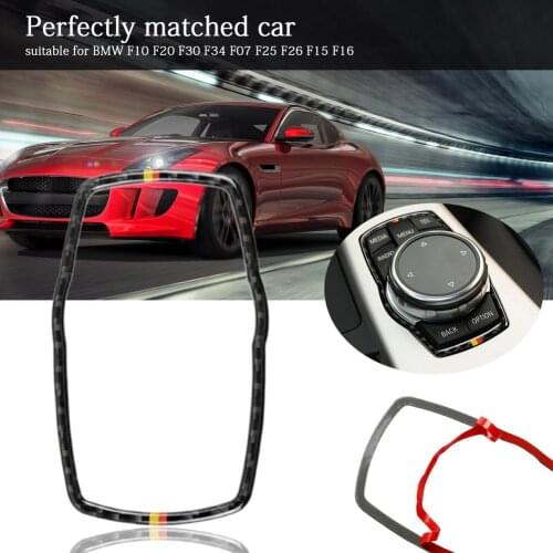 Car Carbon Fiber Multimedia Button Frame Cover Knob Interior Accessories For BMW F10 F20 F30 F34 F07 F25 F26 F15 F16 Car Sticker